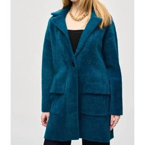 NEW JOSEPH RIBKOFF feather yarn sweater coat in twilight